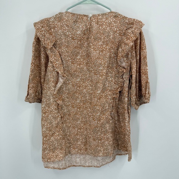 Universal Thread Womens Floral‎ Ruffle Blouse Top Brown Size L - Picture 5 of 7